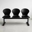3-Link Black Plastic Reception Bench - 5