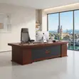 Executive Mahogany Polished 1600mm Modern Office Desk - 1