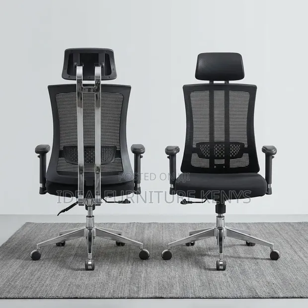 Ergonomic Mesh High-Back Office Chair with Headrest - Black - 1