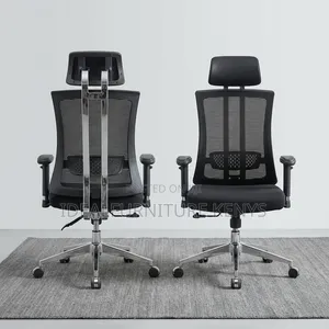 Ergonomic Mesh High-Back Office Chair with Headrest - Black
