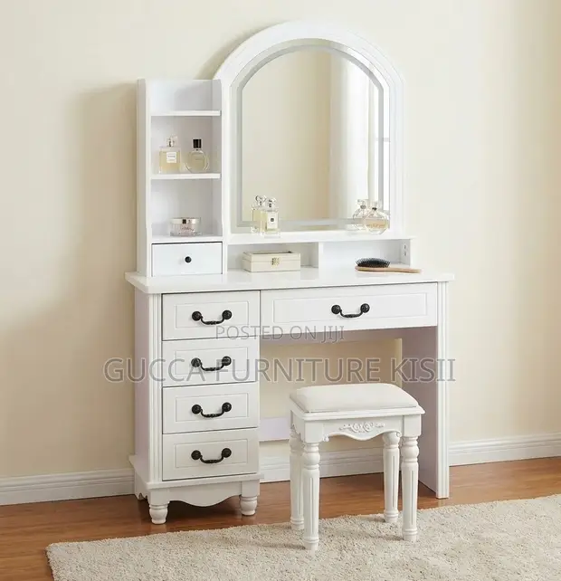 Modern Lighted Dressing Table with Stool - 1