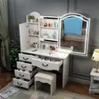 Modern Lighted Dressing Table with Stool - 4