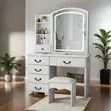 Modern Lighted Dressing Table with Stool - 5