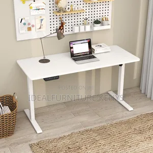White Electric Height-Adjustable Standing Desk