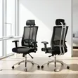High-Back Mesh Office Chair with Headrest - Black - 1