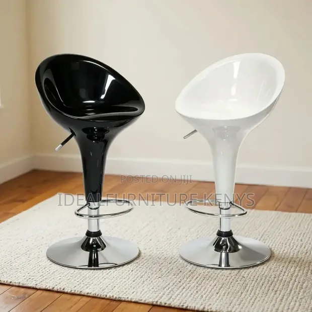Modern Plastic Bar Stools with Chrome Base - 1