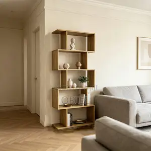 Wooden Panel 5-Tier Bookshelf