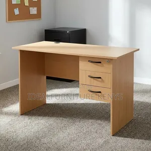 Office Desk with 3 Storage Drawers - Beech Wood Finish