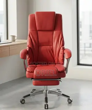 Executive Red Office Chair with Footrest