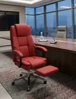 Executive Red Office Chair with Footrest - 2