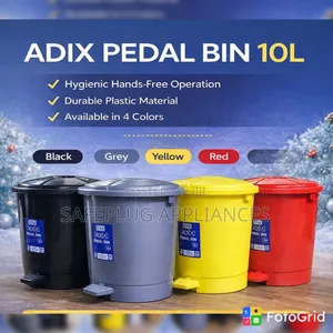ADIX 10L Pedal Waste Bin - Durable Plastic Dustbin