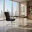 Executive Leather Office Chair with Sled Base - 3