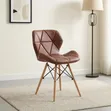 Brown Leather Bar Stool with Chrome Base - 2