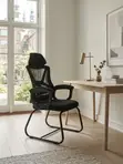 Black Mesh Home Office Sled Office Chairs - 1