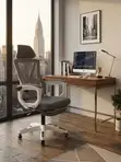 Fabric Modern Office Chair with Foldable Footrest - 2