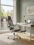 Fabric Modern Office Chair with Foldable Footrest - 5
