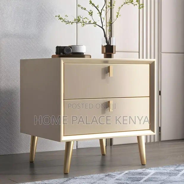 Modern Bedside Table with 2 Drawers - Gray - 1