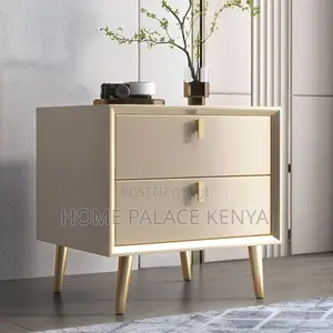 Modern Bedside Table with 2 Drawers - Gray