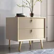 Modern Bedside Table with 2 Drawers - Gray - 1