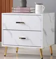 Modern Bedside Table with 2 Drawers - Gray - 3