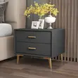 Modern Bedside Table with 2 Drawers - Gray - 5