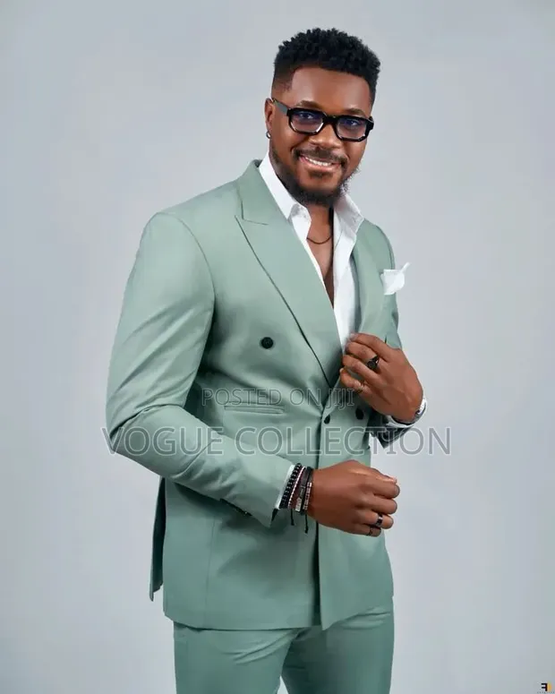 Men's Double Breasted Suit - Coffee Brown - 1