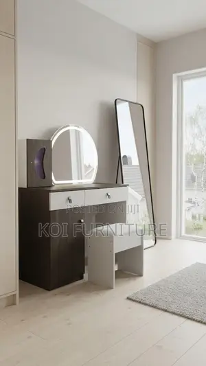 Brown Modern Dressing Vanity Set with LED Lights