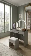 Brown Modern Dressing Vanity Set with LED Lights - 5