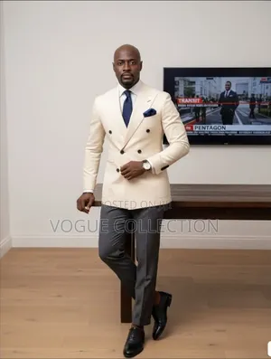 Men's Double Breasted Suit - Coffee Brown