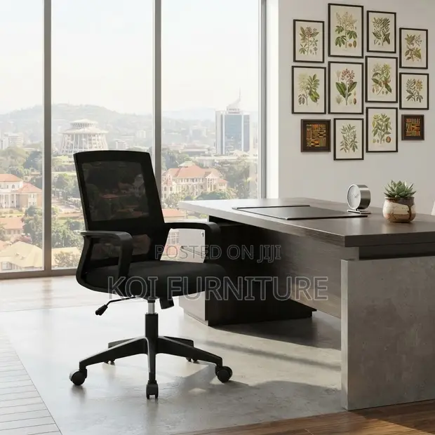 Mid Back Ergonomic Office Chair - Black - 1
