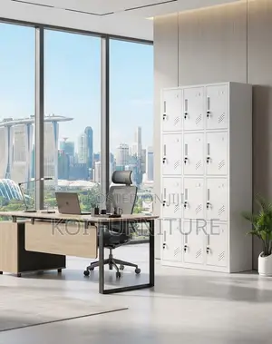 Modern Gray 12-Drawer Lockable Office Cabinet
