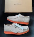 Clarks Wallabees Suede Grey Orange Gum Sole Leather Shoes - 1