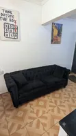 Sofa ya Kifahari Nyeusi ya Chesterfield, 3-Seater - 2