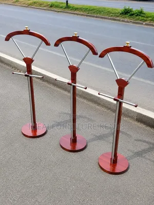 Executive Wooden Suit Valet Stand - Mahogany Brown
