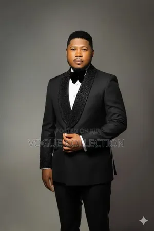 Men's Double Breasted Suit - Tuxedo Black
