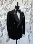 Men's Double Breasted Suit - Tuxedo Black - 2