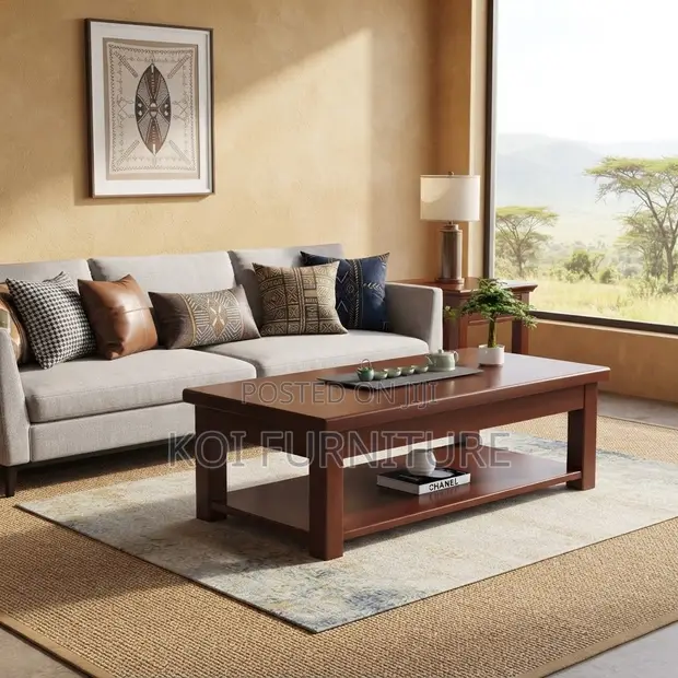 Polished Mahogany Executive Coffee Table - 1