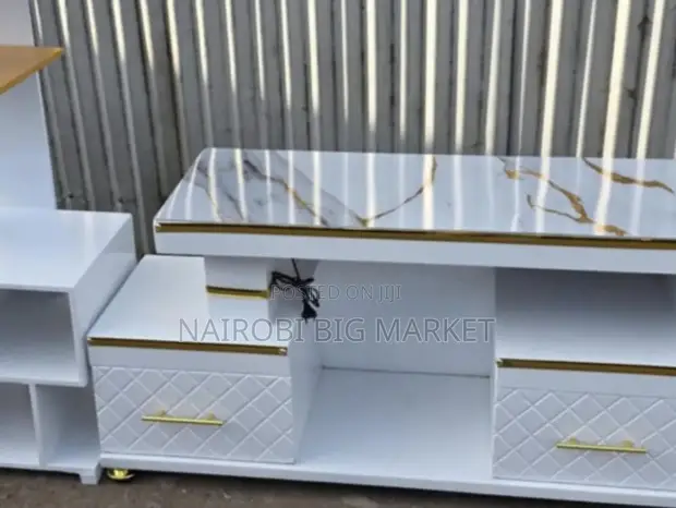 TV Stand with LED Lights and Flower Decor Stand - 1