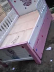 Pink 3x6 Kids Baby Coat Bed with Underbed Cabinet & Side Rail - 1