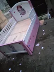 Pink 3x6 Kids Baby Coat Bed with Underbed Cabinet & Side Rail - 2
