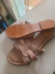 African Classics Ladies Brown Leather Sandals - 1