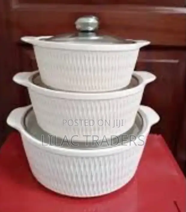 Set of 3 White Soup Pots - 1