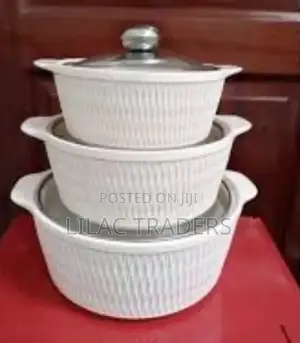 Set of 3 White Soup Pots