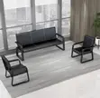 5-Seater Office Sofa Set - Black Leather - 2