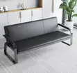 5-Seater Office Sofa Set - Black Leather - 3