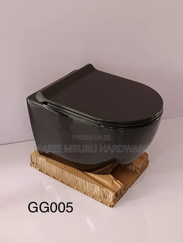 Premier Back to Wall Toilet Seat - Black - 1