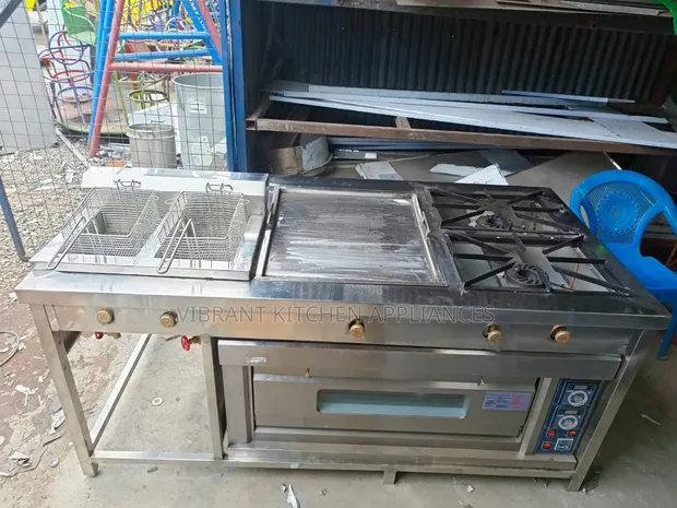 Commercial Double Fryer, Griddle, Oven & 2 Burners - 1