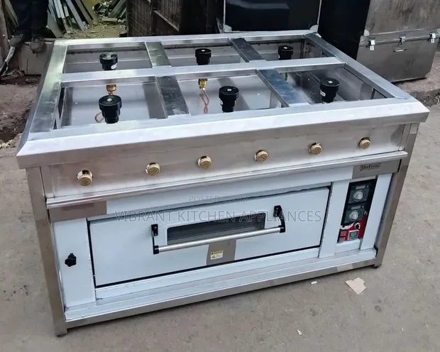 Commercial 6-Burner Gas Cooker with Electric Oven - 1