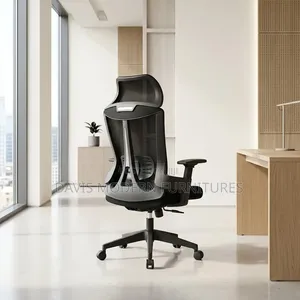 Black High-Back Ergonomic Office Chair with Headrest