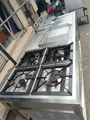 Commercial 4-Burner Gas Cooker with Griddle & Double Electric Fryer